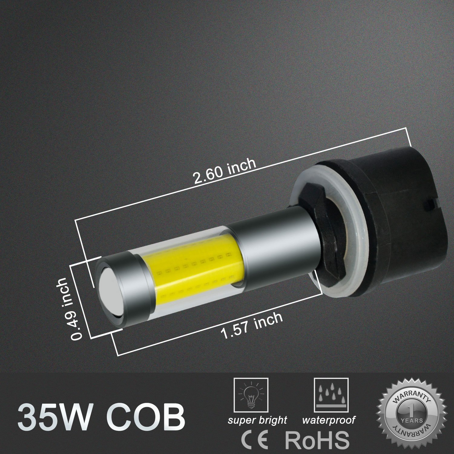 Alla Lighting Xtreme Super Bright 899 880 LED Fog Light Bulbs - High Power COB Universal 892 880 LED Bulb Replacement - 3000K Amber Yellow - Perfect for Off-Road, Trucks & SUVs in Foggy Conditions