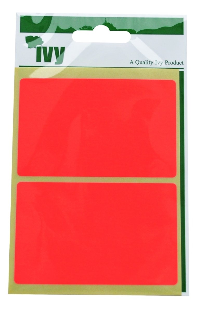 50mm x 80mm Fluorescent Red Rectangle Self Adhesive Stickers - 8 Pack Removable Labels for Organizing, Shipping & Inventory - Perfect for Office, Warehouse & Retail Use
