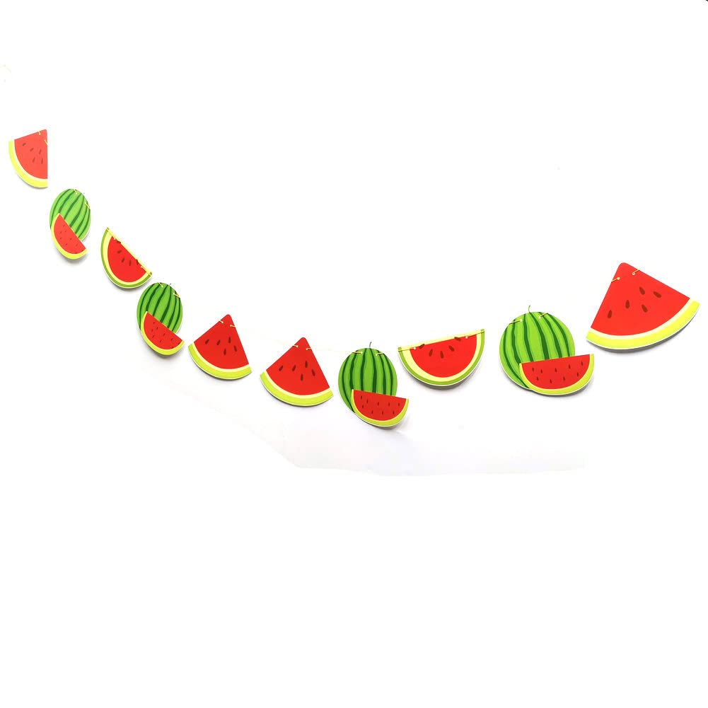 Watermelon Birthday Banner - Watermelon Party Decorations for Baby Shower & Kids Theme Party - Pre-Strung Hanging Decor for Summer Parties, Backyard BBQs, and Birthday Celebrations