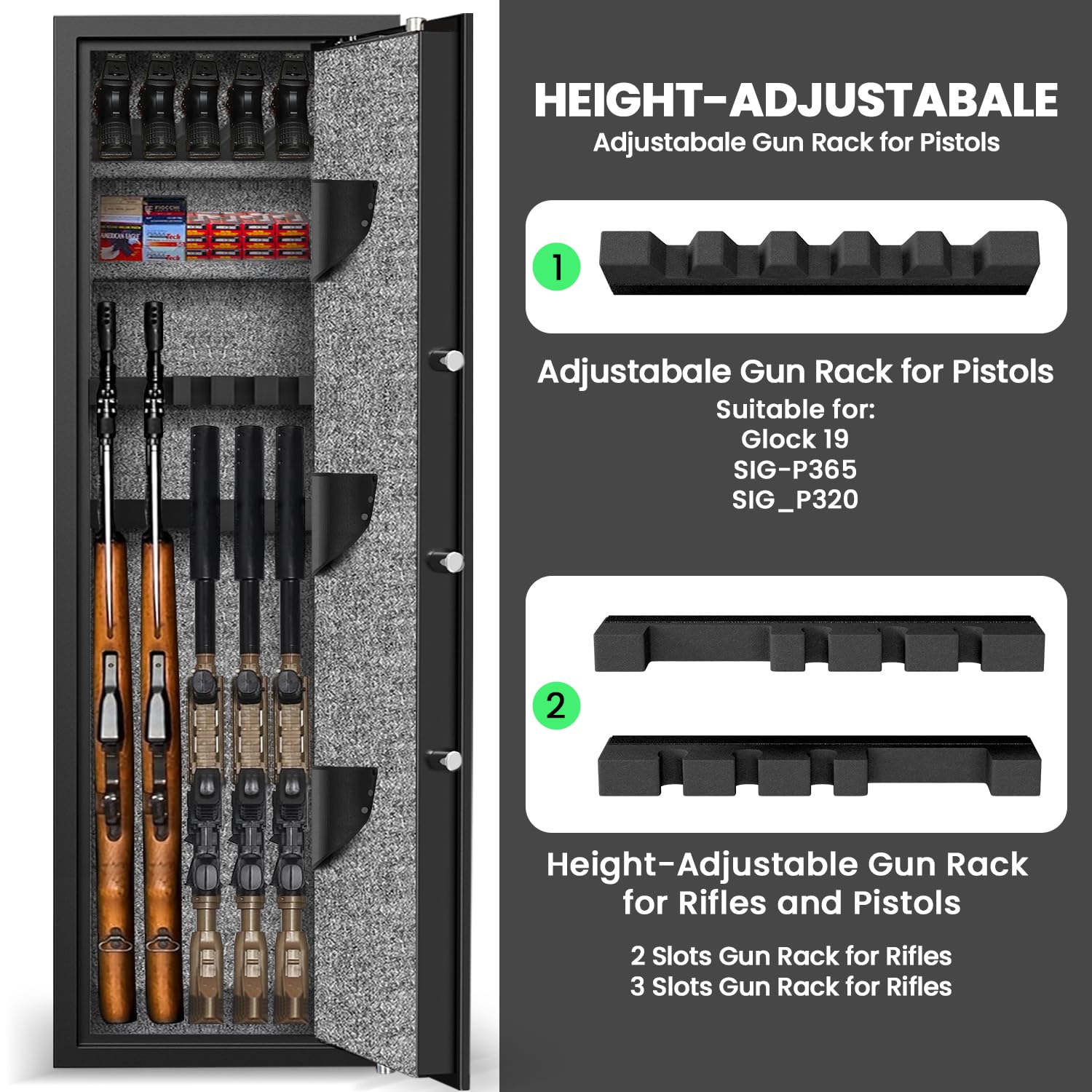 Fireproof Biometric Gun Safe for Rifles & Pistols - 57