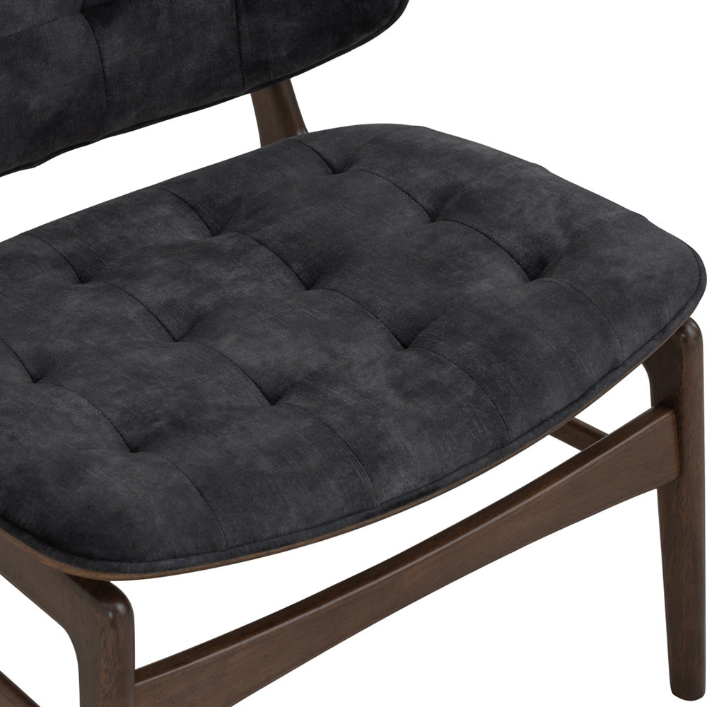 HEATH Lounge Chair - Modern Walnut Wood & Charcoal Fabric Accent Chair for Living Room, Bedroom, Office - Comfortable Mid-Century Style Reading Chair with Ergonomic Support