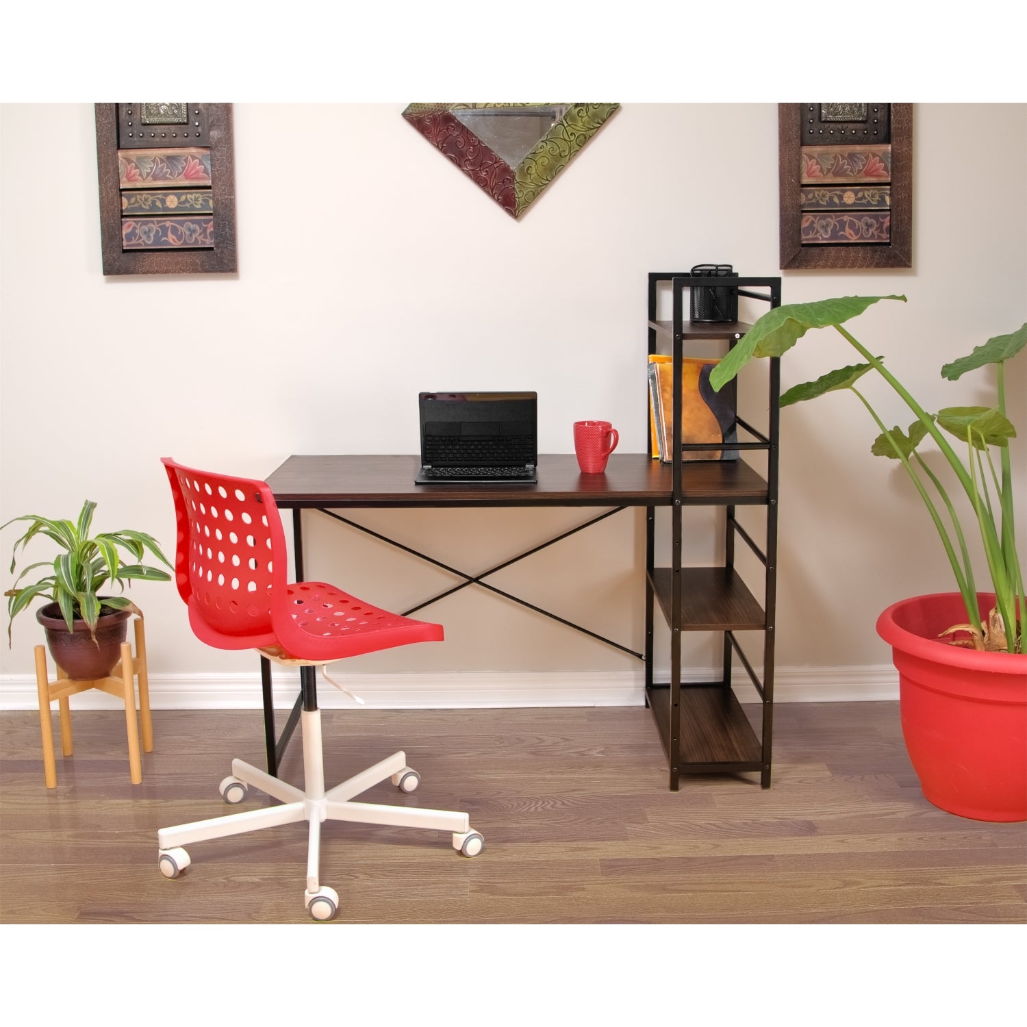 1907B Office Computer Desk - Dark Brown Modern Workstation for Home & Office - Ergonomic Design for Productivity & Comfort