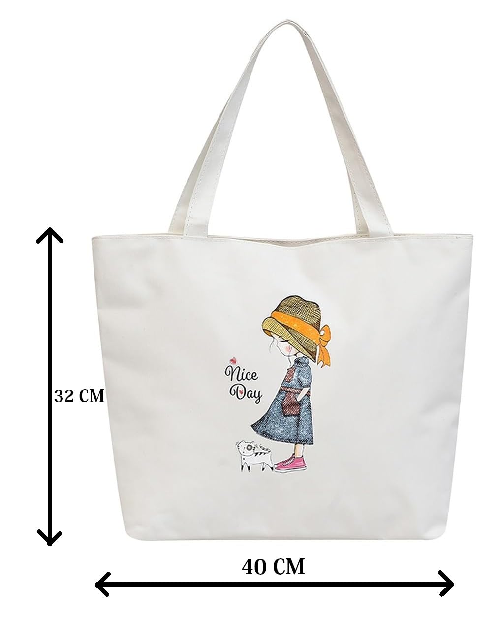 HSR Canvas Tote Bags for Women - Large Capacity Zippered Handbag for College, Office & Travel | Stylish Durable Shoulder Bag for Work, School & Shopping