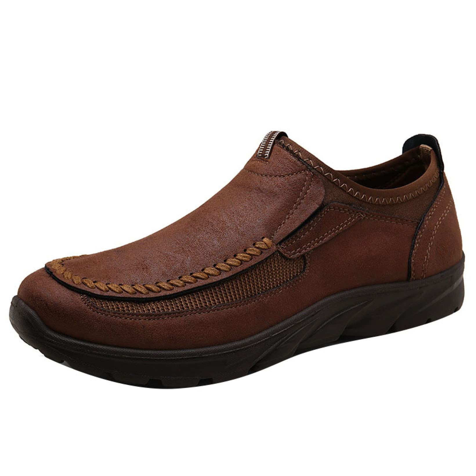 Vintage Handmade Men's Loafers - Slip On Casual Walking Shoes in PU Leather - Wide & Comfortable for Travel, Outdoor & Relaxing - Perfect for Work, Office, Weekend Outings & Daily Wear