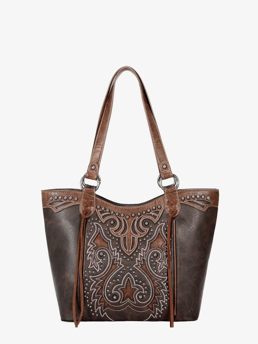 Montana West Cut Out Boot Scroll Concealed Carry Tote - Stylish Leather Handbag for Women with Hidden Gun Compartment | Perfect for Everyday Use, Work & Travel