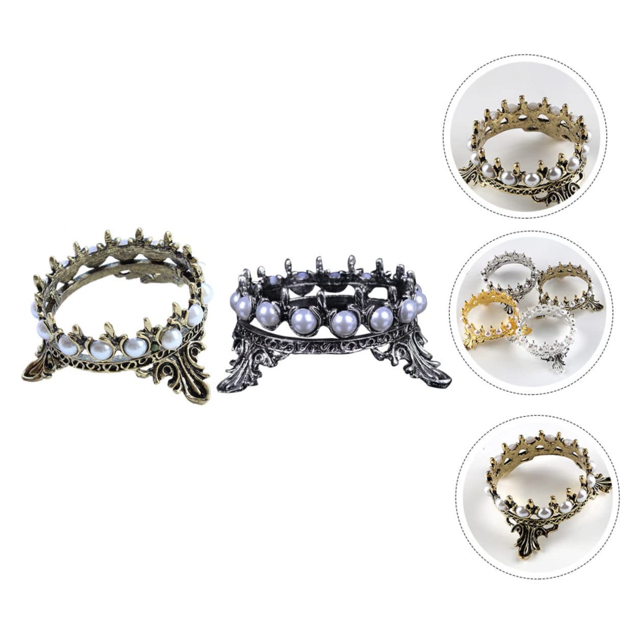 6-Piece Pearl Crown Pen & Brush Holder Set - Nail Art Brush Rest, Calligraphy Brush Organizer, Makeup Brush Stand for Desk - Perfect for Manicure, Makeup & Art Studio Organization