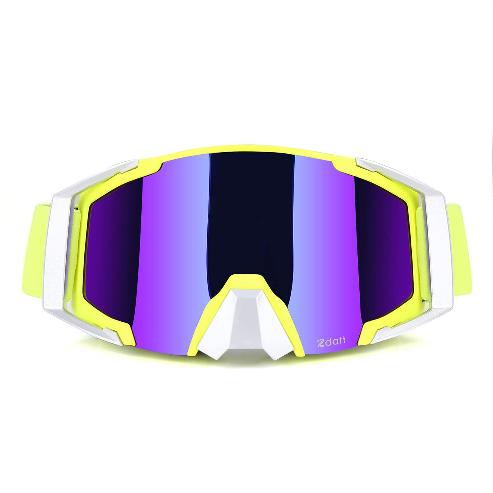 Zdatt Motocross Goggles - UV400 Protective Dirt Bike & ATV Goggles with Anti-Slip Strap & Nose Cover - Compatible with Glasses & Helmets - Perfect for Off-Road Motorcycling, Snow Skiing & Extreme Sports
