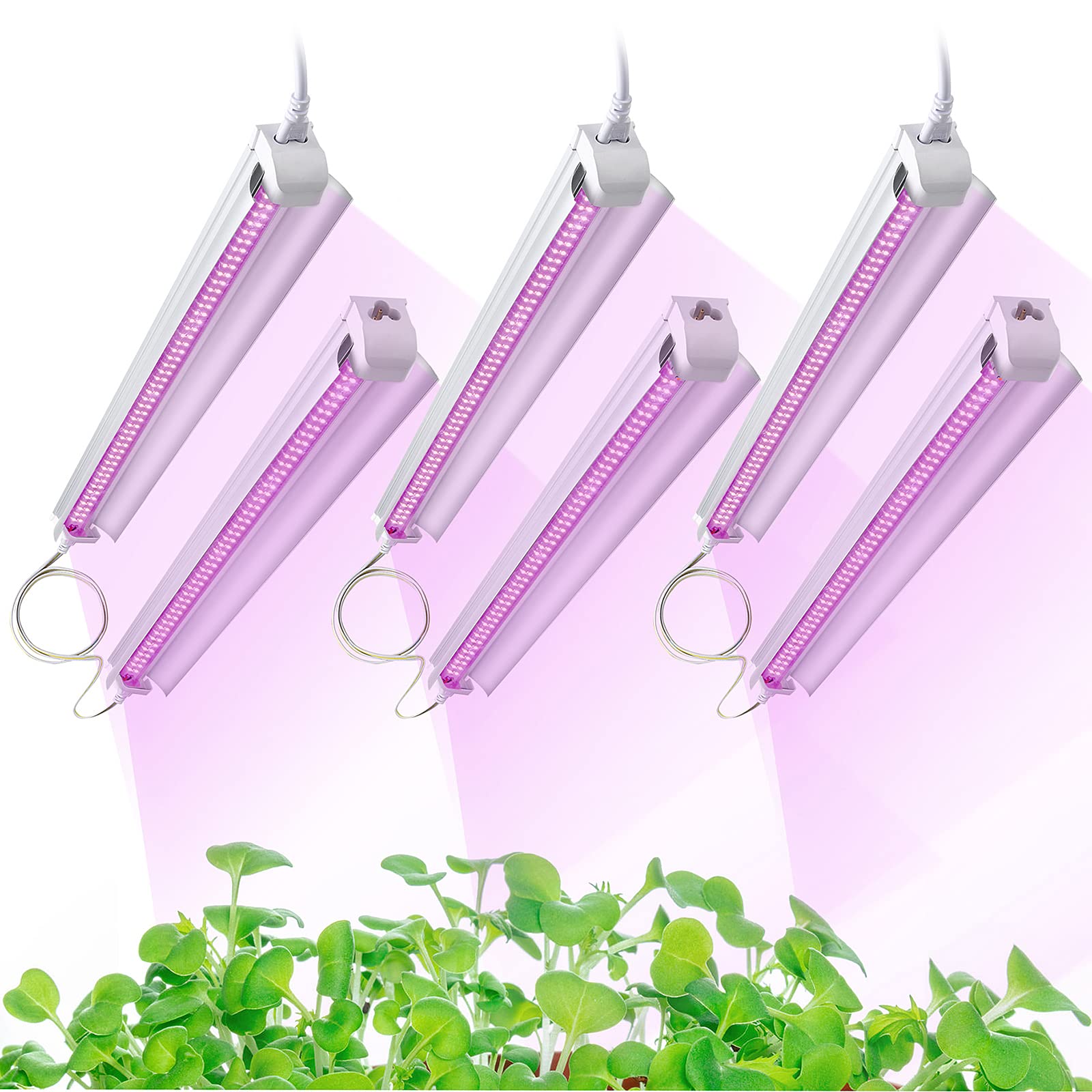 4ft T8 LED Grow Light for Indoor Plants - 270W (6 x 45W) Full Spectrum Sunlight, Super Bright Plant Growing Lamp - 6 Pack Set for Hydroponics, Greenhouse & Home Gardening
