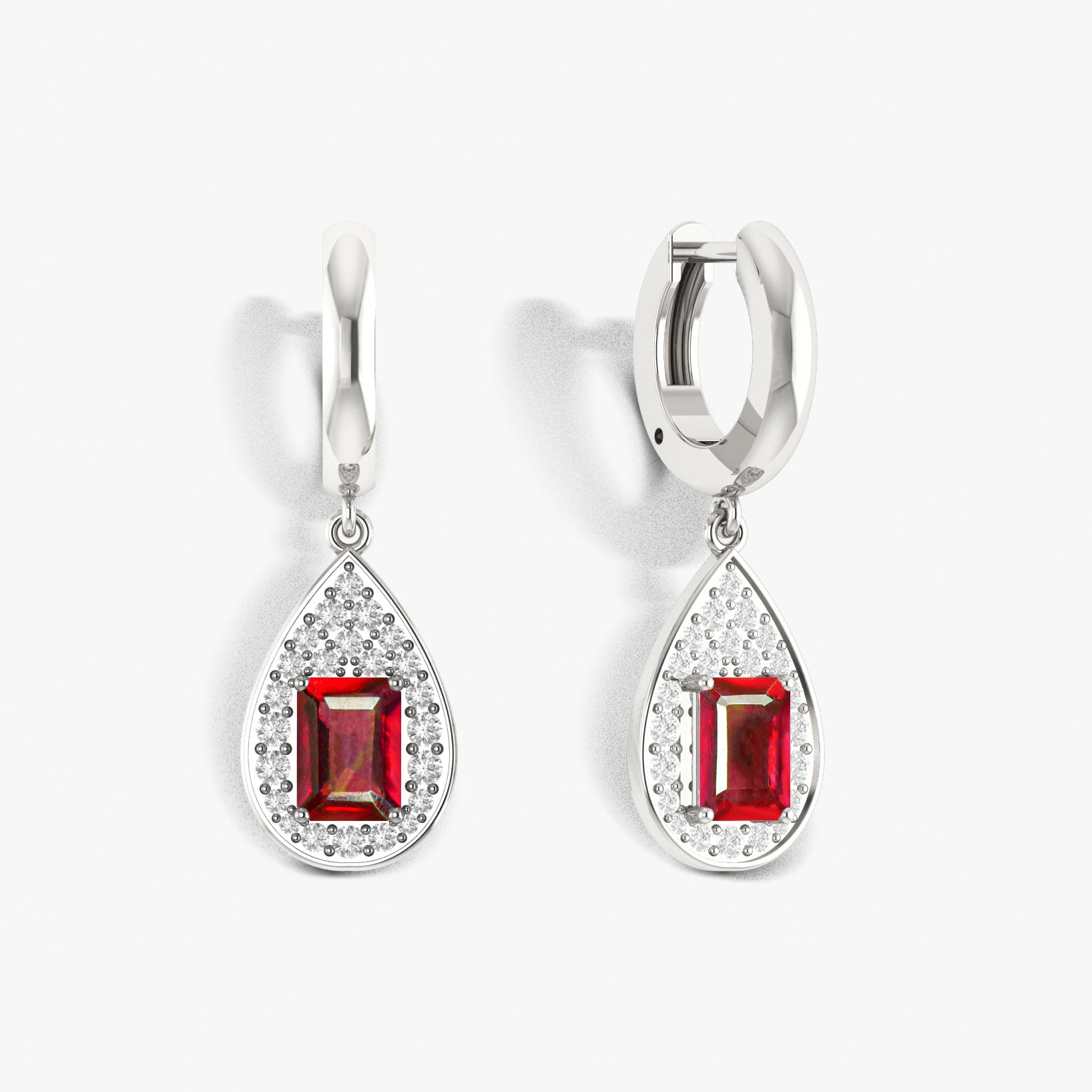 Natural Ruby Hoop Drop Earrings for Women - 14K Gold Plated Dangle Earrings for Wedding, Party & Special Occasions