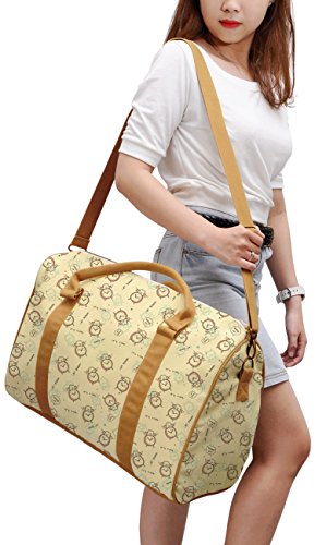 Waterproof Printed Canvas Duffle Bag for Travel & Gym - Lightweight Carry-On Luggage with Alarm Clock Design - Perfect for Weekend Getaways & Sports Gear Storage