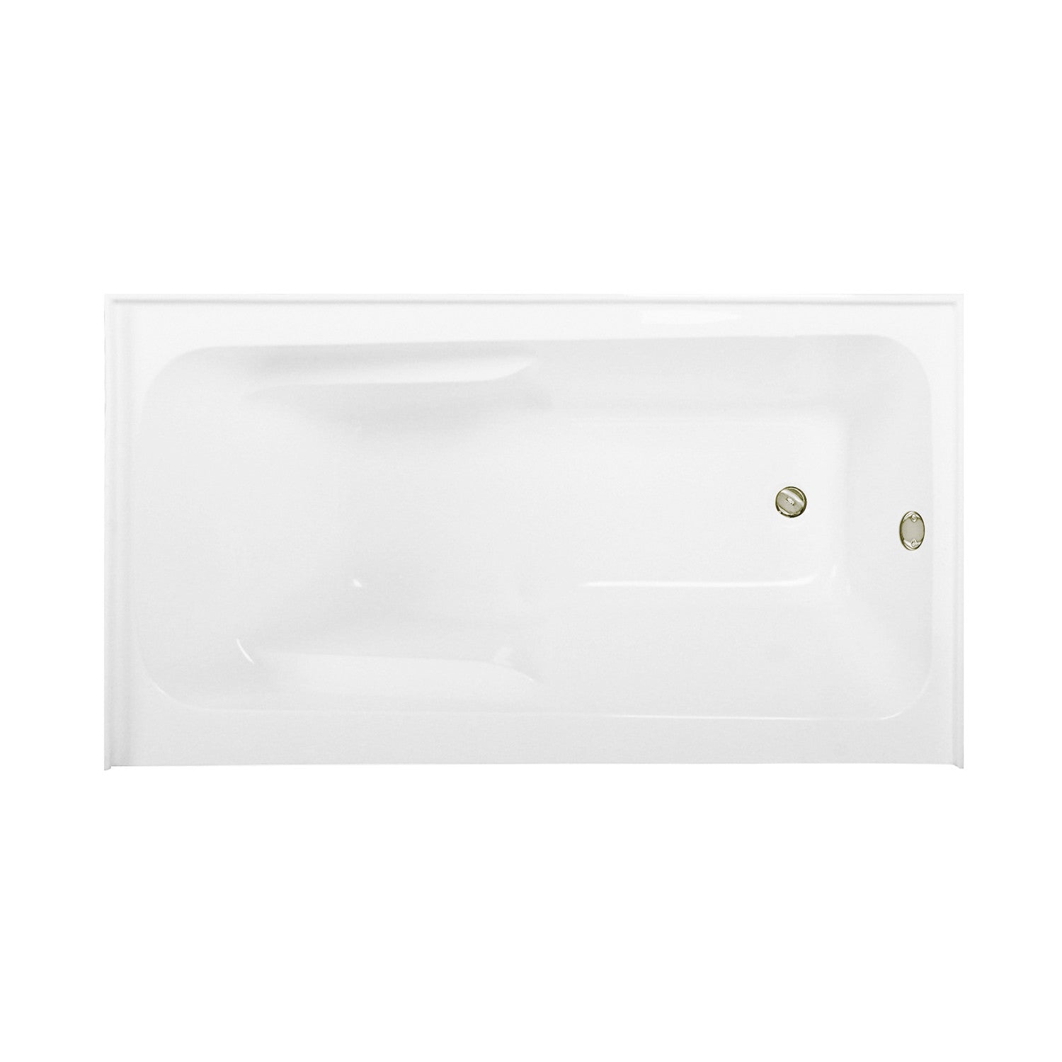 Aqua Eden 54 Inch Acrylic Rectangular 3 Wall Alcove Bathtub with Armrests | Right Hand Drain | Glossy White & Polished Nickel Finish | Perfect for Modern Bathroom Renovations and Spa-Like Relaxation