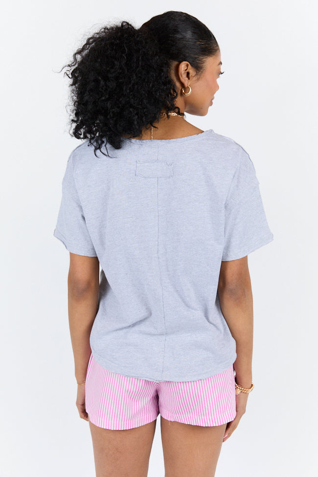 Firm Foundation Grey Scoop Neck Tee for Women - Soft Cotton Casual T-Shirt - Perfect for Everyday Wear, Work & Weekend Outfits