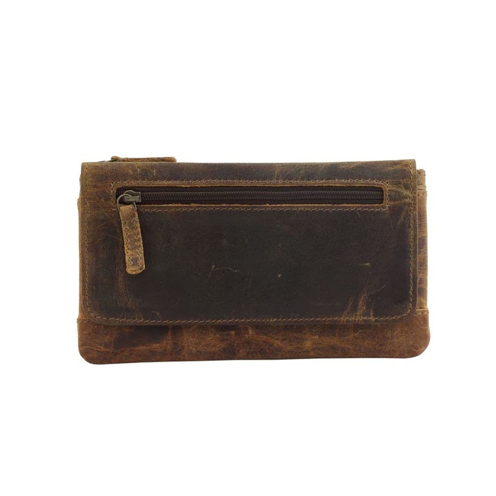 Myra Bag Oak Fire Leather And Cowhide Wallet Upcycled Leather S-2716 - Stylish and Durable for Everyday Use and Travel
