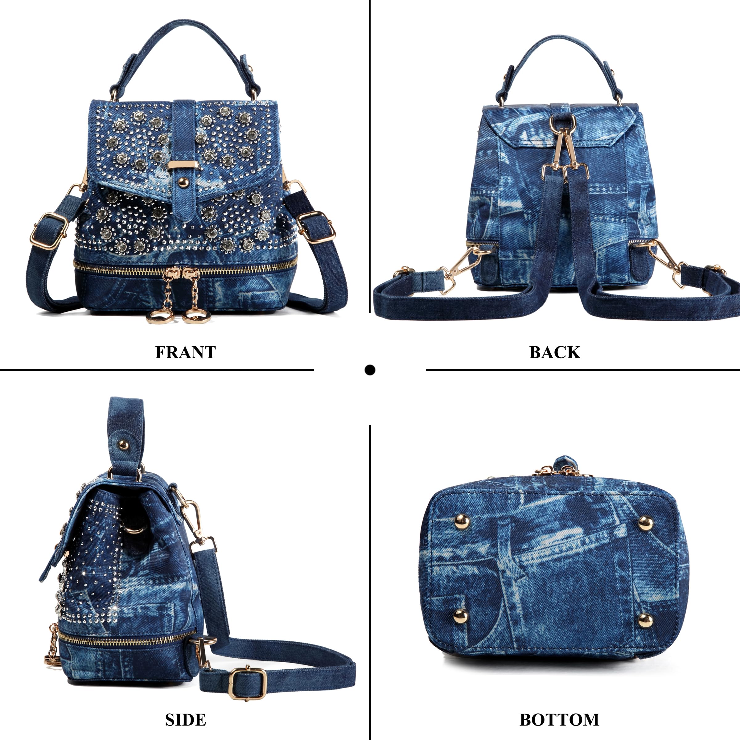 Sparkling Rhinestone Backpack Purse for Women - Mini Crossbody Bag for Party & Travel