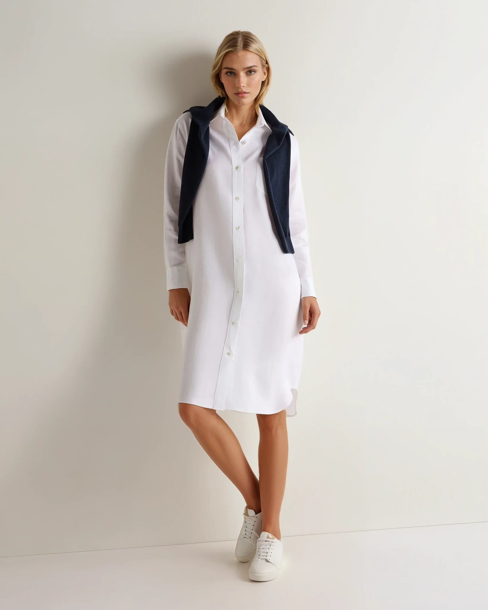 Women's Catania Linen Shirt Dress - White | Breathable Summer Casual Dress for Beach, Travel & Everyday Wear