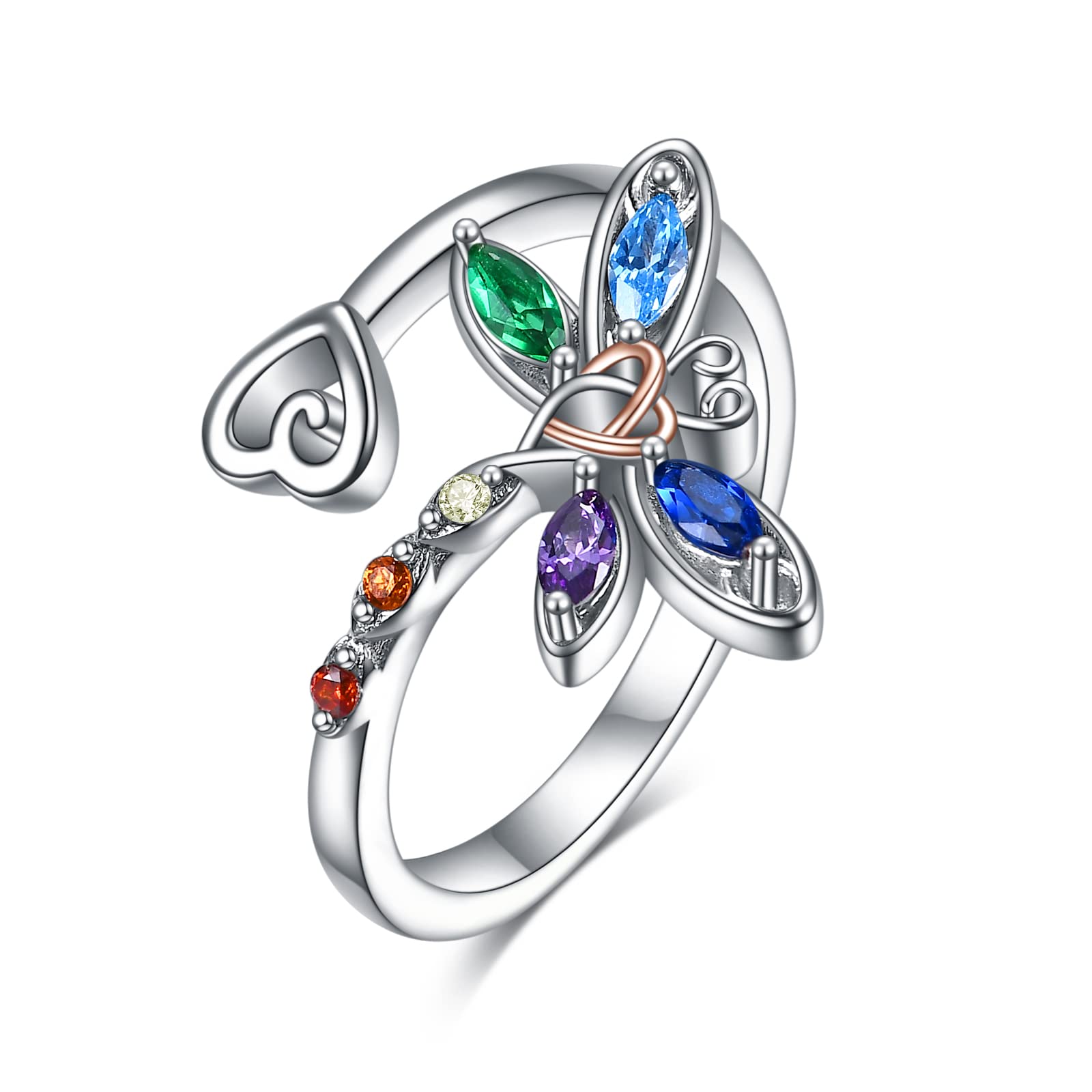 925 Sterling Silver Anxiety Rings for Women & Men - Frog, Wolf, Dragonfly, Hummingbird, Fox, Elephant, Panda, Red Panda & Angel Wings Designs | Open Adjustable Ring for Stress Relief & Fashion Jewelry | Perfect for Gifts, Meditation & Everyday Wear