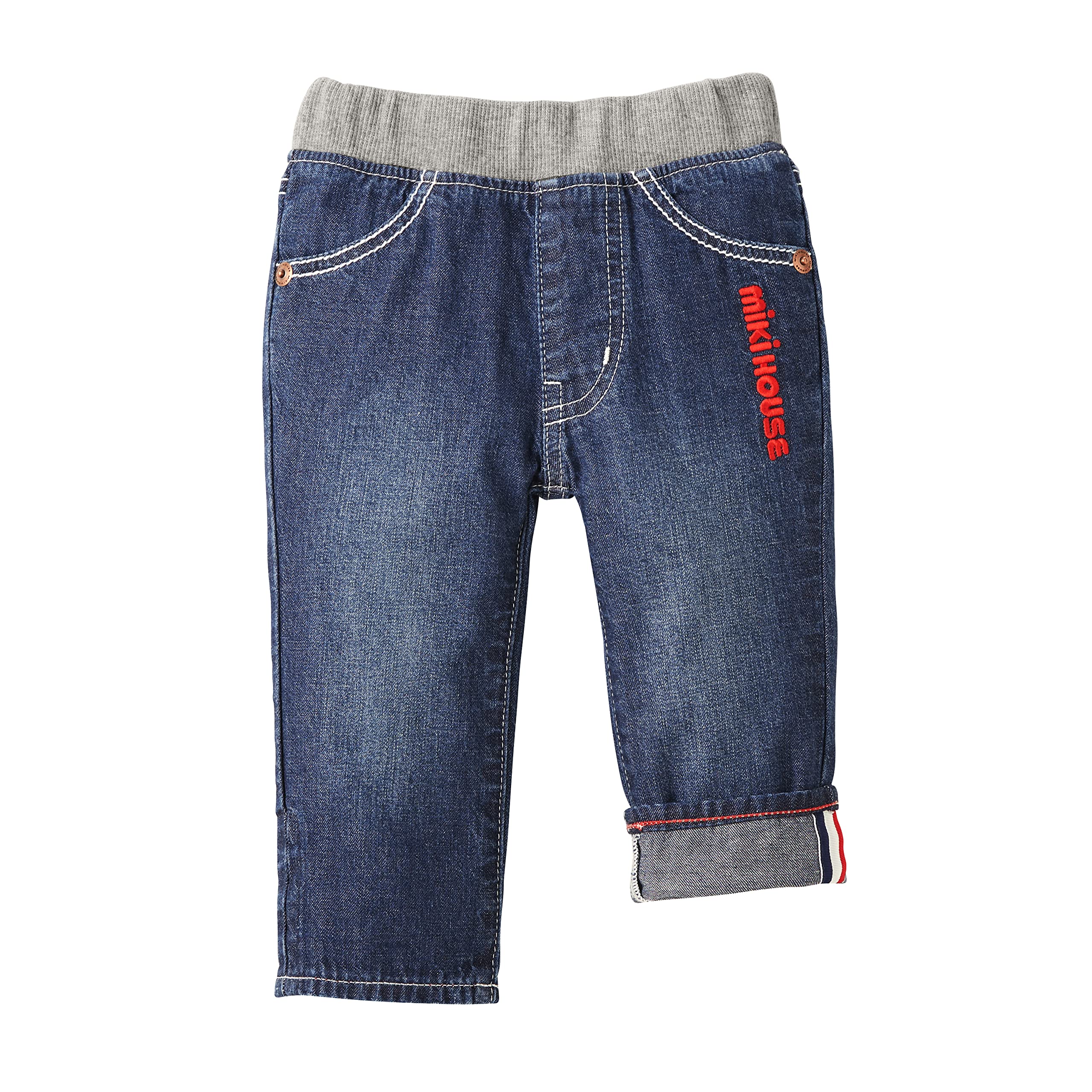 10-3205-490 Boys Girls Denim Pants - Classic Hickory Blue Jeans with Logo for Kids & Baby | Durable Children's Clothing for School, Play & Everyday Wear