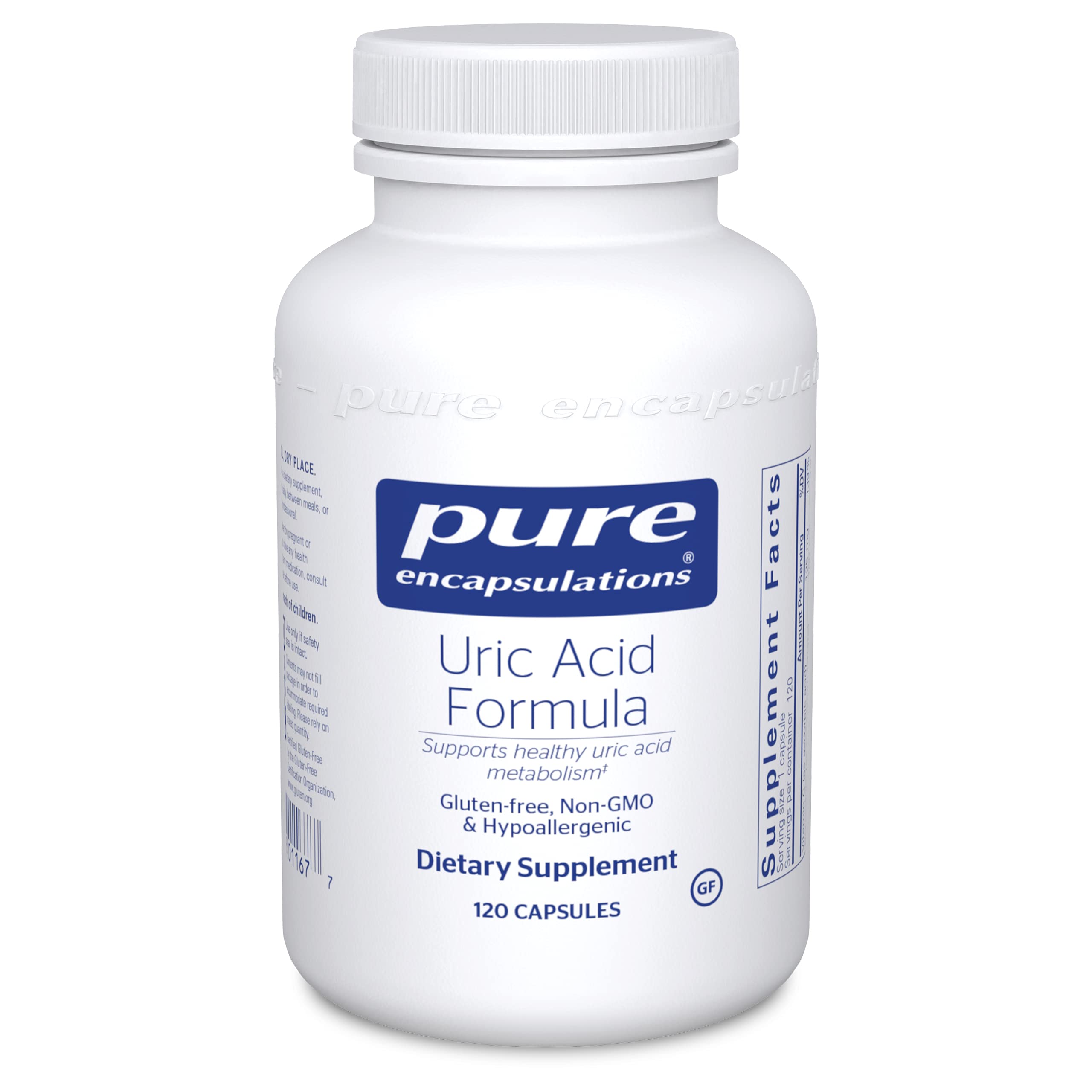 Pure Encapsulations Uric Acid Formula Supplement - 120 Capsules | Hypoallergenic Vitamins & Herbal Extracts for Healthy Uric Acid Metabolism | Supports Joint Health & Gout Relief