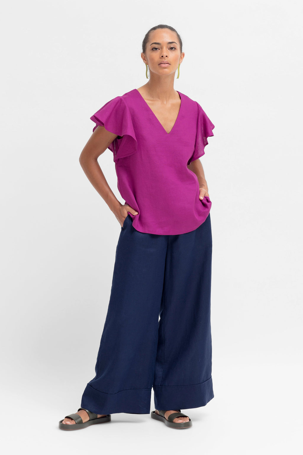 ELK Women's Linen Blouse - Soft Breathable Short Sleeve Tunic Top for Summer, Casual Wear & Beach Outfits