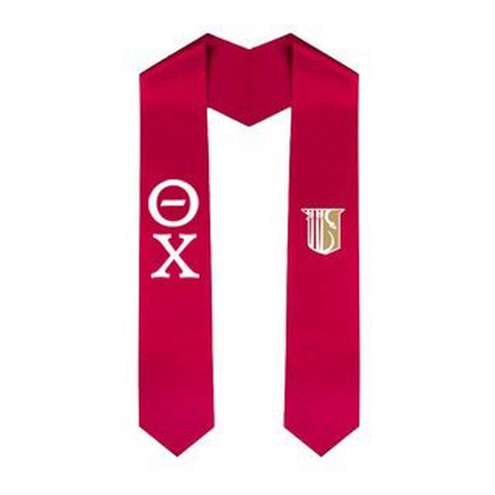 Theta Chi Greek Lettered Graduation Sash Stole With Embroidered Crest - Perfect for Fraternity Graduation Ceremonies & Greek Life Events