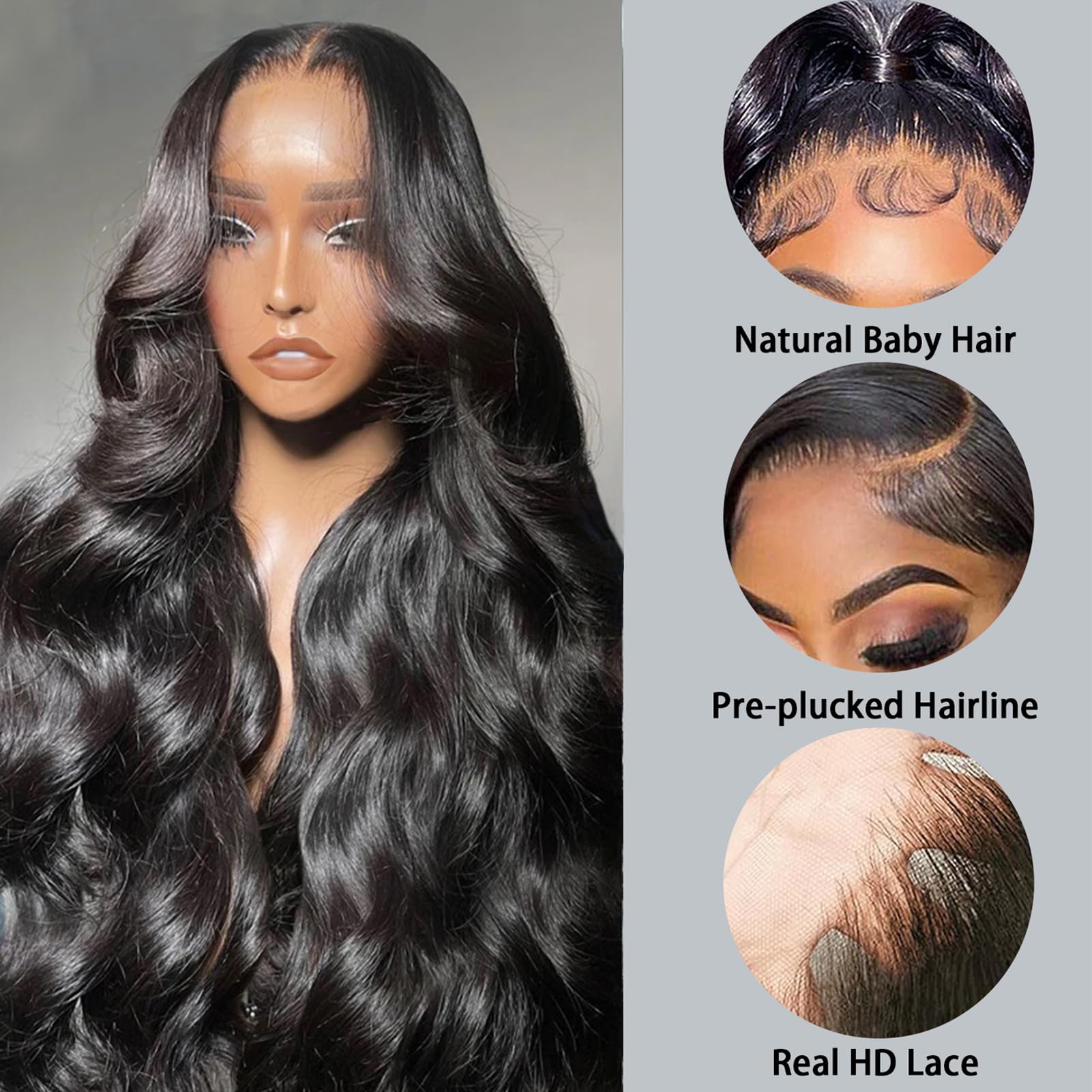 250% Density 13x4 HD Transparent Lace Front Wigs - Body Wave Human Hair Wigs for Black Women | Glueless, Pre-Plucked with Baby Hair (18 Inch) | Perfect for Daily Wear, Parties & Special Occasions