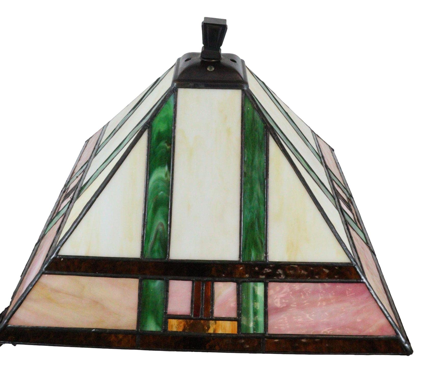 Frank Lloyd Wright Inspired Mission Style Pyramid Glass Shade Table Lamp with Wood Base - 24.5