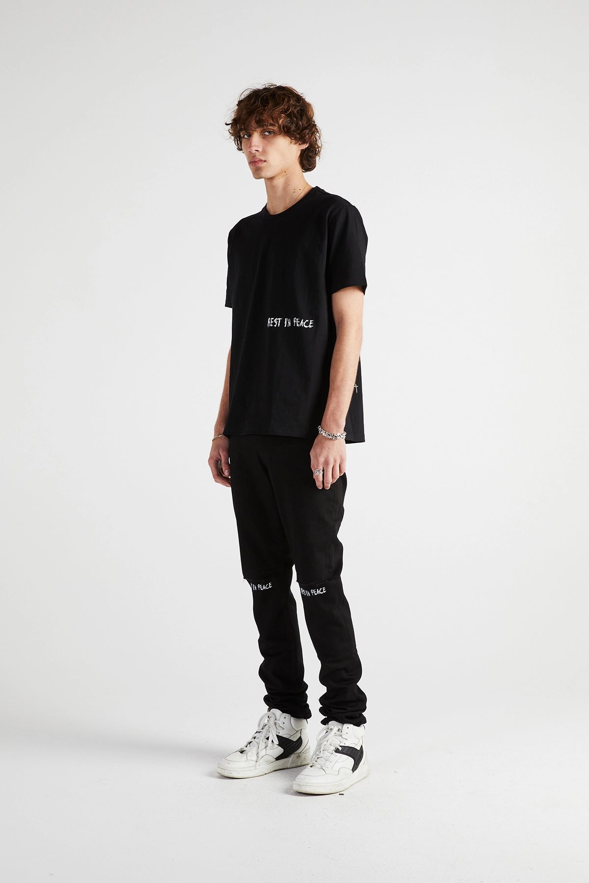 LIAM TEE | Black Ripped Cross Graphic T-Shirt for Men - Stylish Streetwear for Casual Outings & Music Festivals