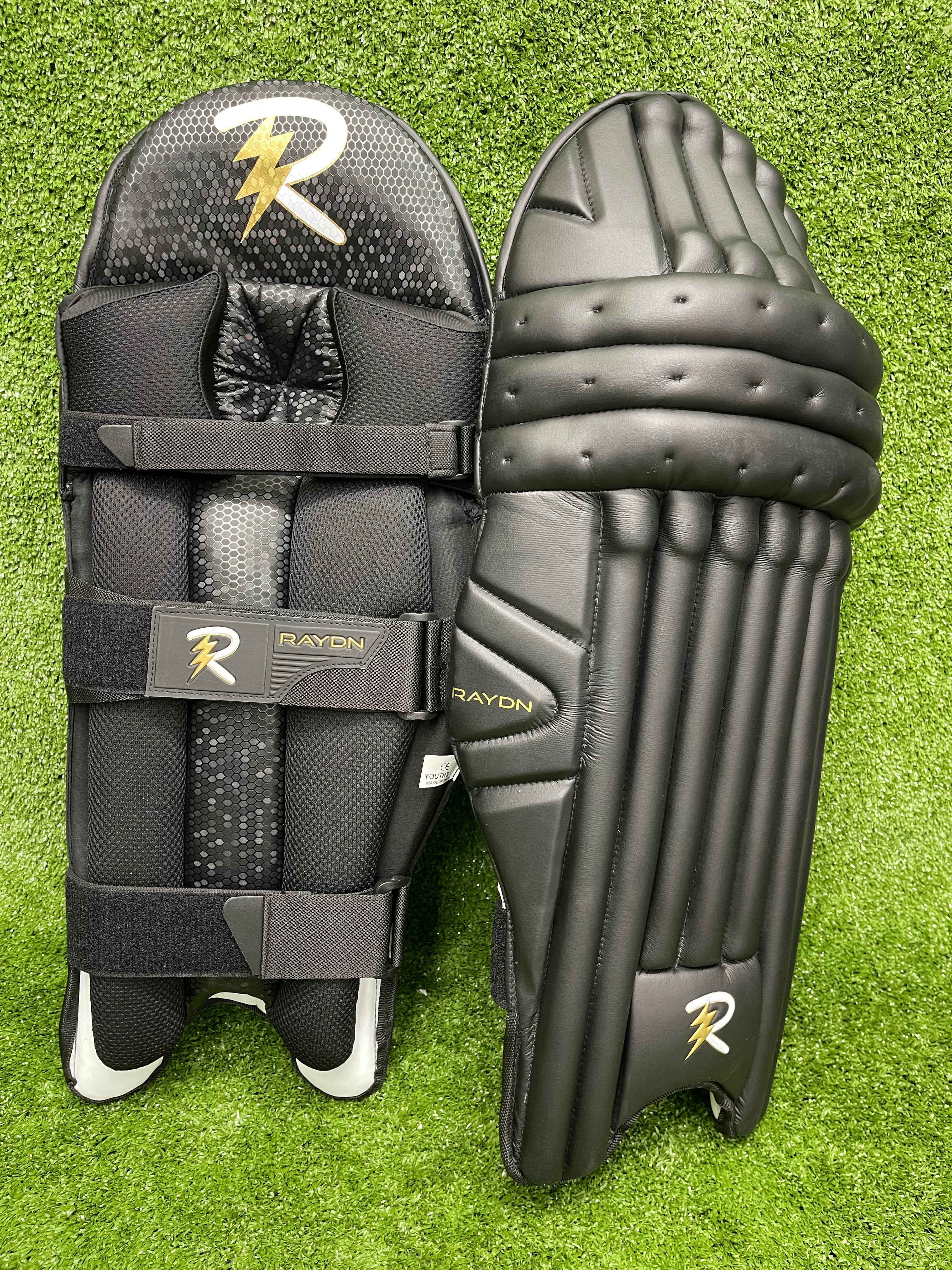 Raydn Cricket Adult Batting Pads - White/Navy Blue/Black - Protective Leg Guards for Cricket Practice & Matches - Perfect for Training, Games & Professional Play