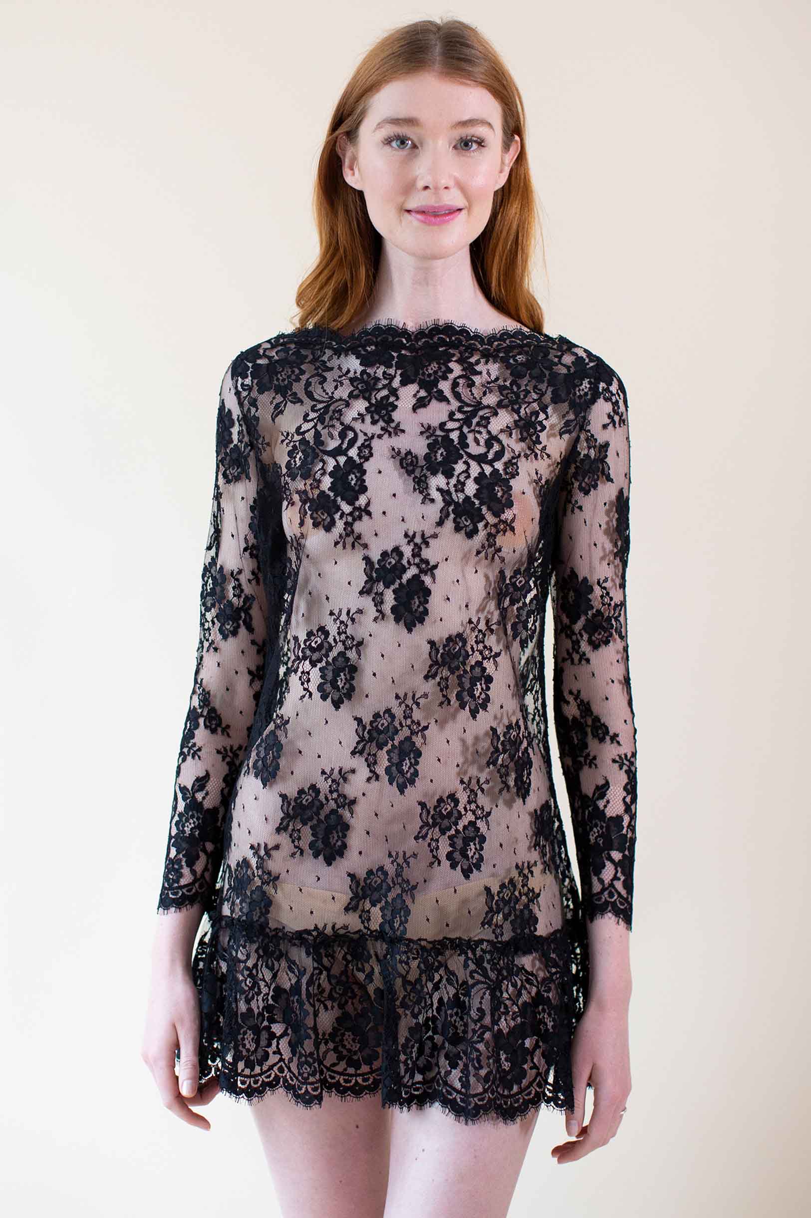Elegant French Lace Chemise Dress for Women - Ivory & Black Options | Romantic Nightwear & Special Occasion Lingerie