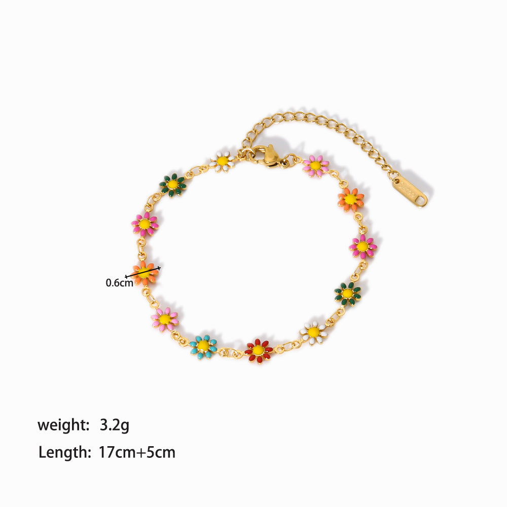 Charming Enamel Flower Bracelet & Necklace Set for Women - Elegant Jewelry Gift for Birthday, Anniversary & Valentine's Day | JDB635 | Perfect for Everyday Wear, Date Nights & Special Occasions