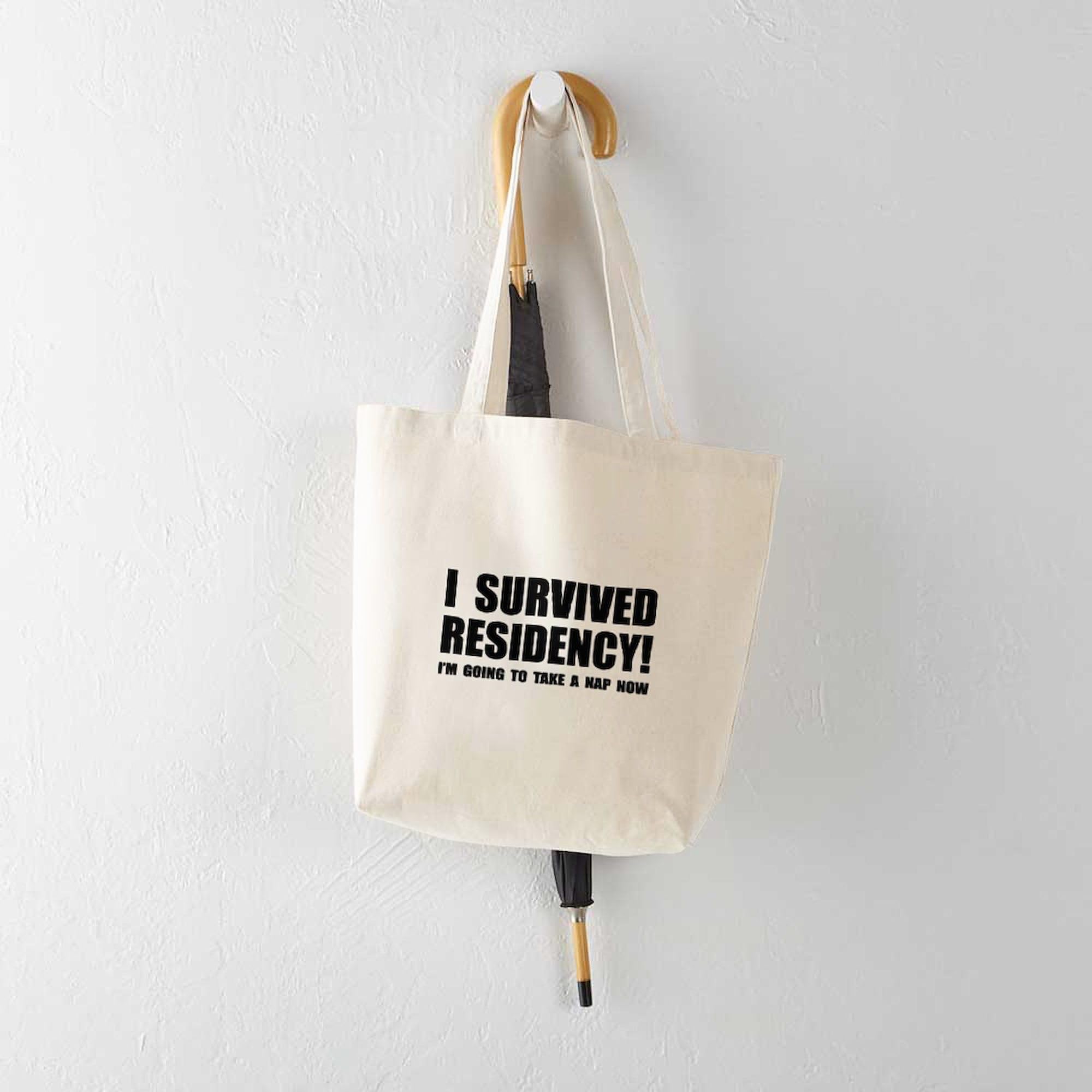 Residency Survivor Tote Bag - Natural Canvas Reusable Shopping Bag with Large Capacity | Perfect for Medical Students, Doctors & Healthcare Professionals - Great for Work, Groceries & Daily Use