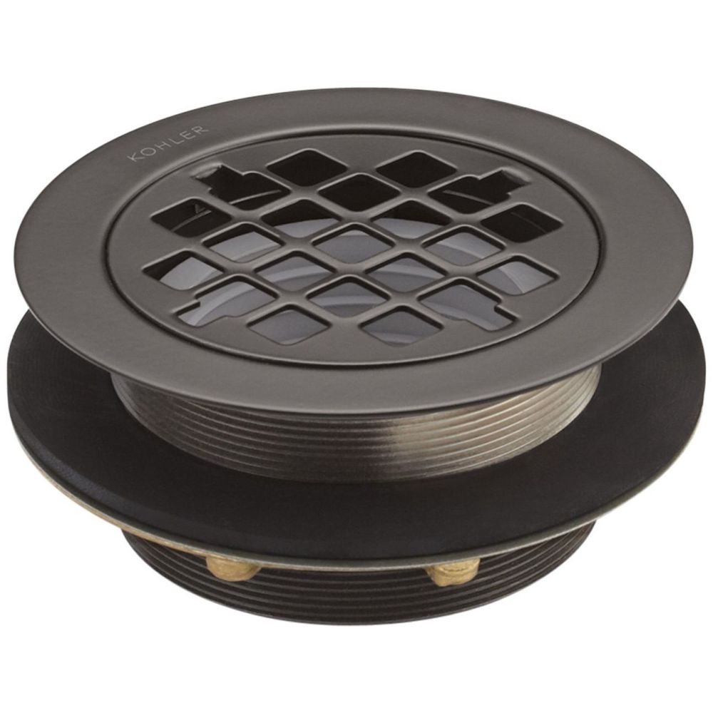 Kohler K-9132-2BZ Oil Rubbed Bronze Shower Drain with Grid Strainer - Durable Bathroom Drainage Solution for Showers and Bathtubs