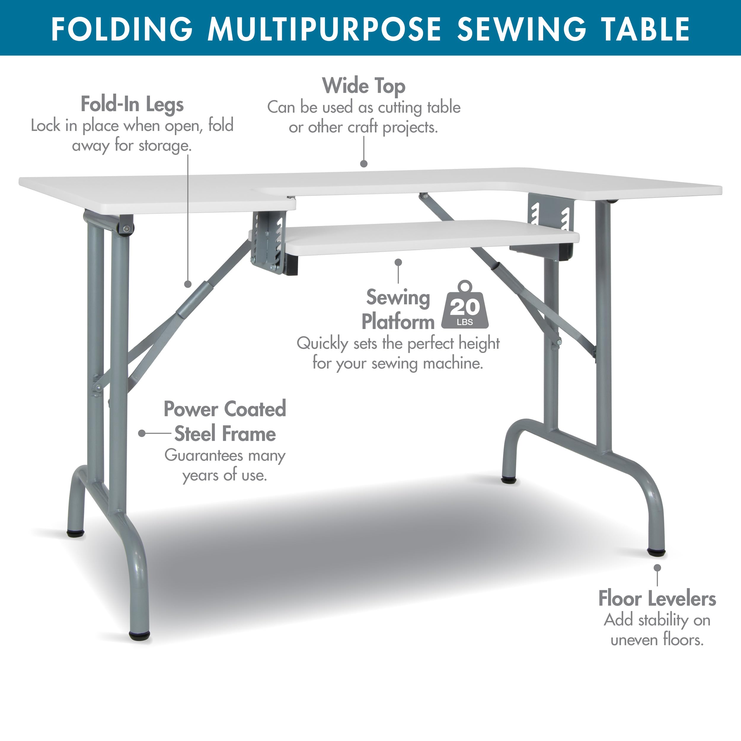 Foldable Multipurpose Sewing Table 47.5