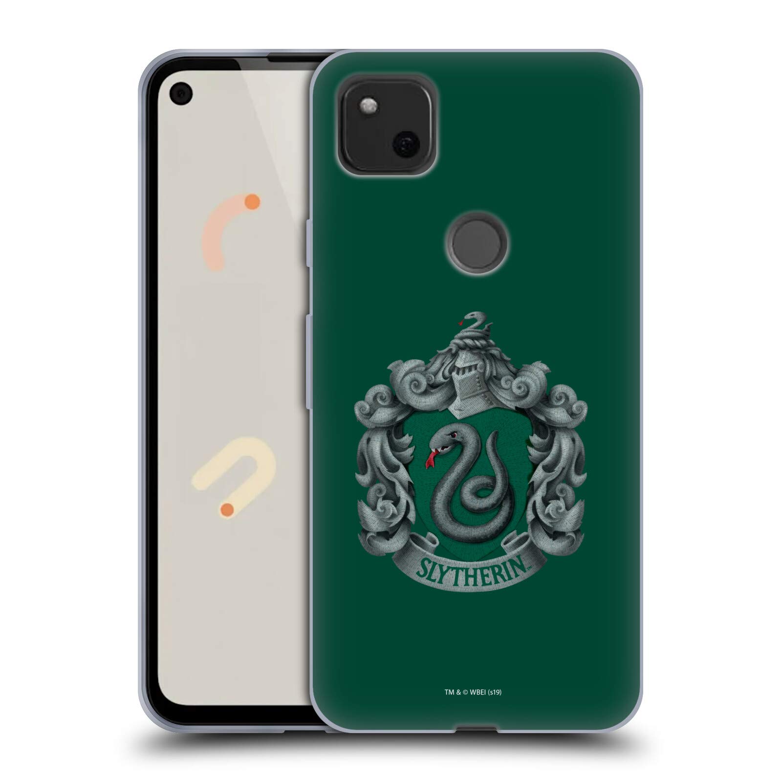 Harry Potter Slytherin Crest Chamber of Secrets Soft Gel Case for Google Pixel 4a | Officially Licensed by Head Case Designs | Perfect for Fans, Daily Use, and Gift Giving