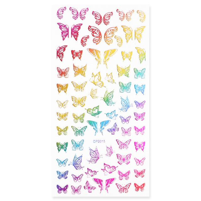 Colorful Butterfly Heart Crown Nail Art Stickers - Self-Adhesive Nail Decals for DIY Manicure, Party, Wedding & Special Occasions