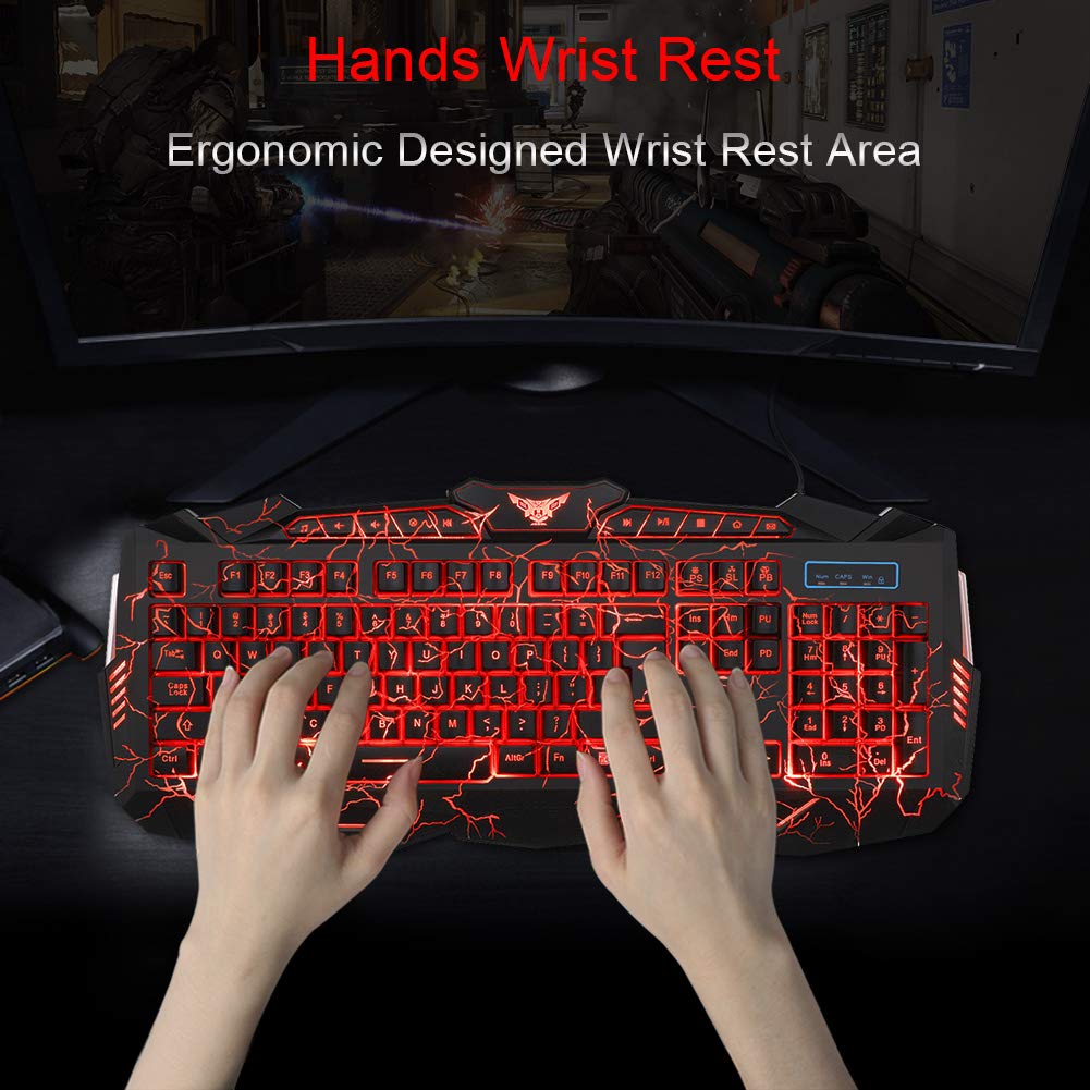 BlueFinger Gaming Combo - Keyboard, Mouse & Headset with LED Backlight for PC Gaming & Work