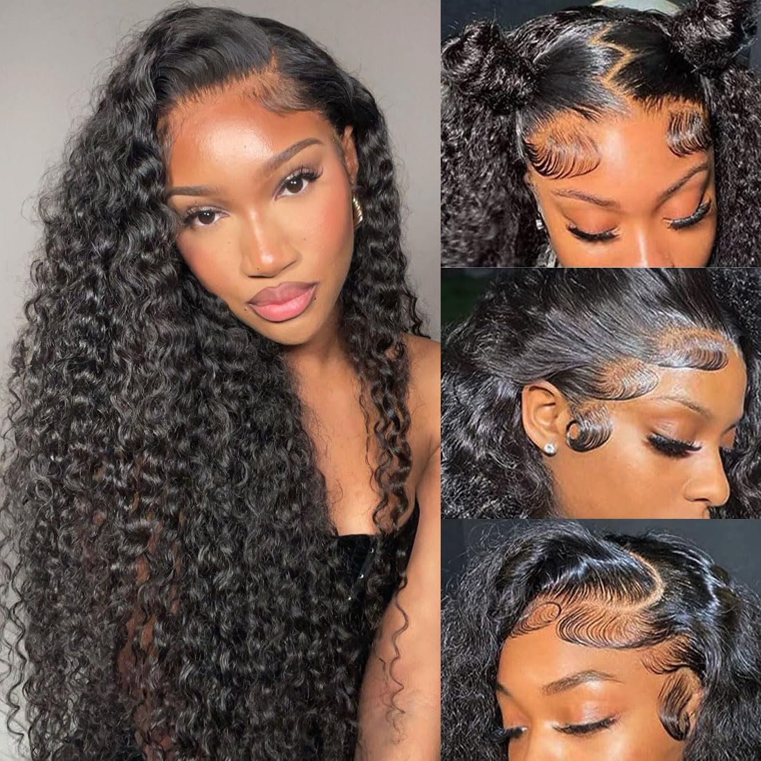 28 Inch 13x4 Water Wave Lace Front Wig - Brazilian Human Hair Wet & Wavy Pre-Plucked Deep Wave Curly Lace Wig for Black Women - Perfect for Daily Wear, Parties & Special Occasions