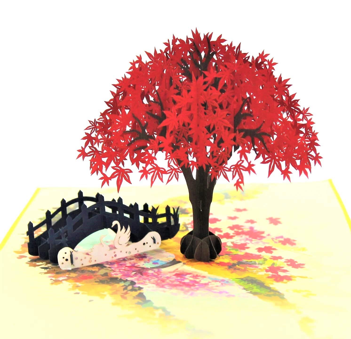 Romantic Red Maple Tree Pop Up Card - Valentine's Day, Anniversary, Wedding & Birthday Greeting Card for Couples, Women, Girlfriend, Husband | Japanese-Inspired Design for Special Occasions & Memorable Gifts