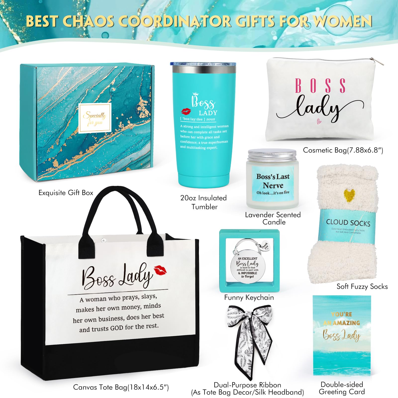 Funny Boss Lady Gifts for Women - Best Office Appreciation Present with Canvas Tote Bag - Perfect for Christmas, Birthday & Boss Day - Ideal for Workplace Recognition & Employee Appreciation