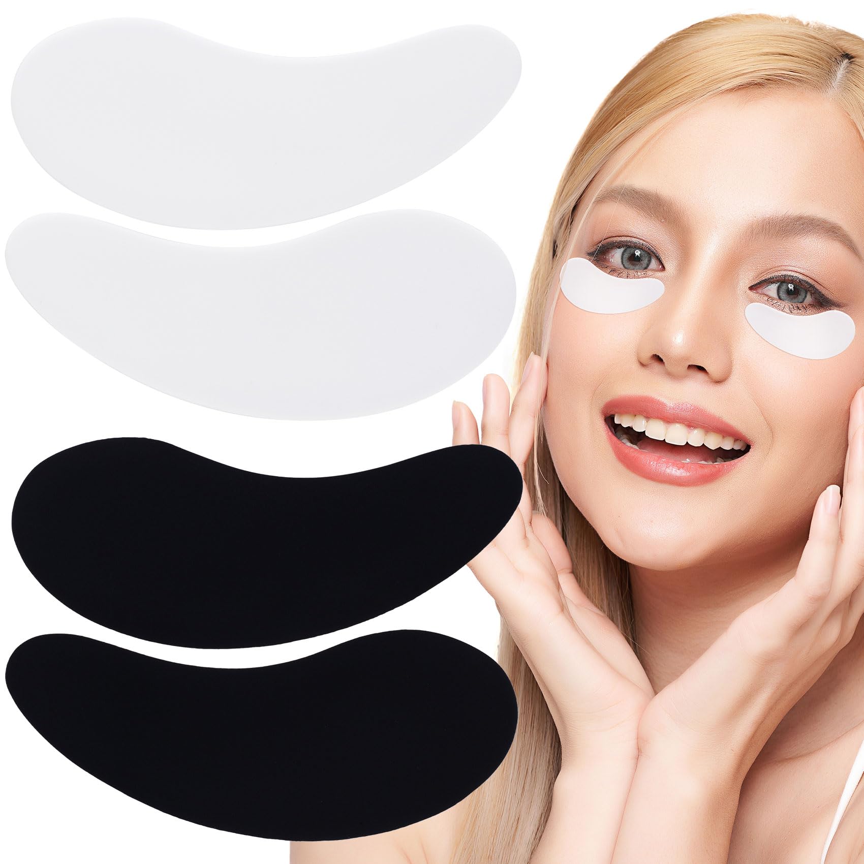Joez Reusable Silicone Under Eye Patches (2 Pairs) - Wrinkle & Fine Line Reducing Eye Masks for Dark Circles & Puffiness - Black & White | Perfect for Night Skincare Routine & Travel Essentials