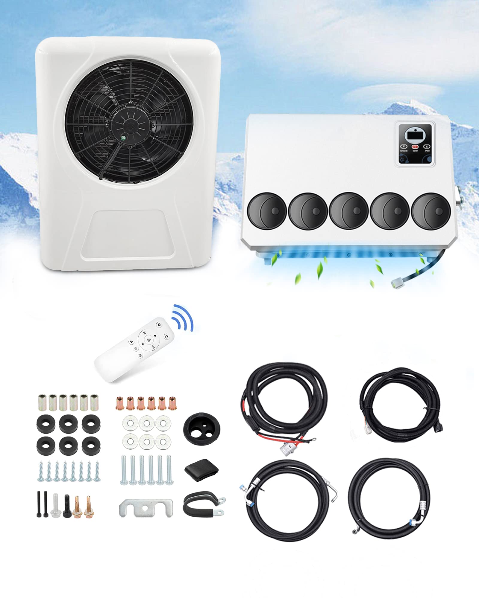 12V DC Truck Air Conditioner - Energy Efficient Split AC Unit for Trucks, RVs, Semi Trucks, Forklifts & Cranes | Cab Cooling Solution for Hot Weather Driving