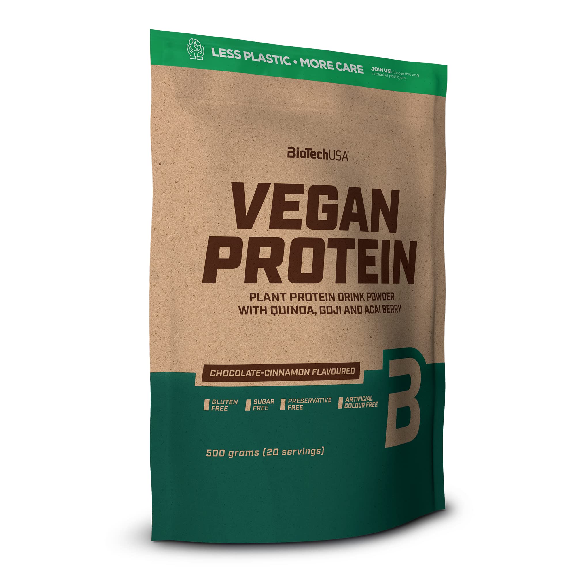 BioTechUSA Vegan Protein Powder - Chocolate Cinnamon Flavor, 500g | Plant-Based Protein Supplement for Muscle Recovery, Weight Management & Healthy Lifestyle | Perfect for Post-Workout, Smoothies & Baking