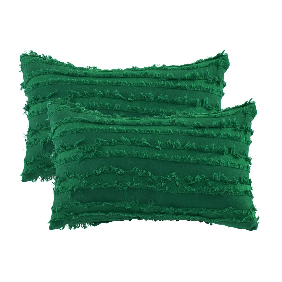 GIGIZAZA Decorative Throw Pillow Covers 12x20 Inches - Soft Cotton Green Square Sofa Cushion Covers with Linen Texture - Perfect for Living Room, Bedroom & Home Decor