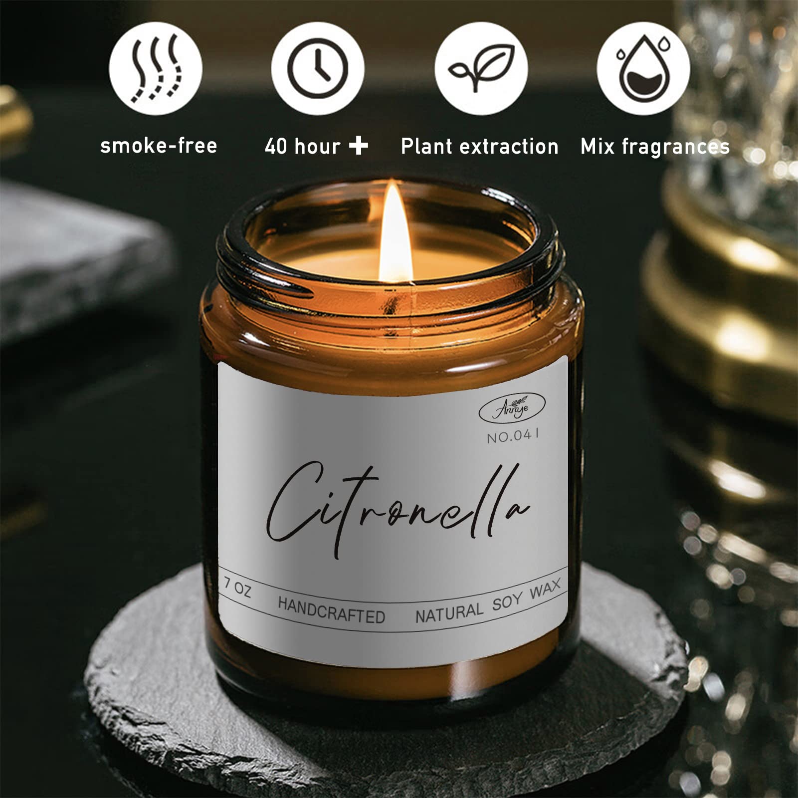 Natural Citronella Scented Soy Candles for Outdoor & Indoor Use - 7oz Mosquito Repellent Candles, Perfect Summer Gifts for Women, Men, Friends (Birthday, Holiday, Relaxation) - Ideal for Patio, Garden, Camping & Home Aromatherapy