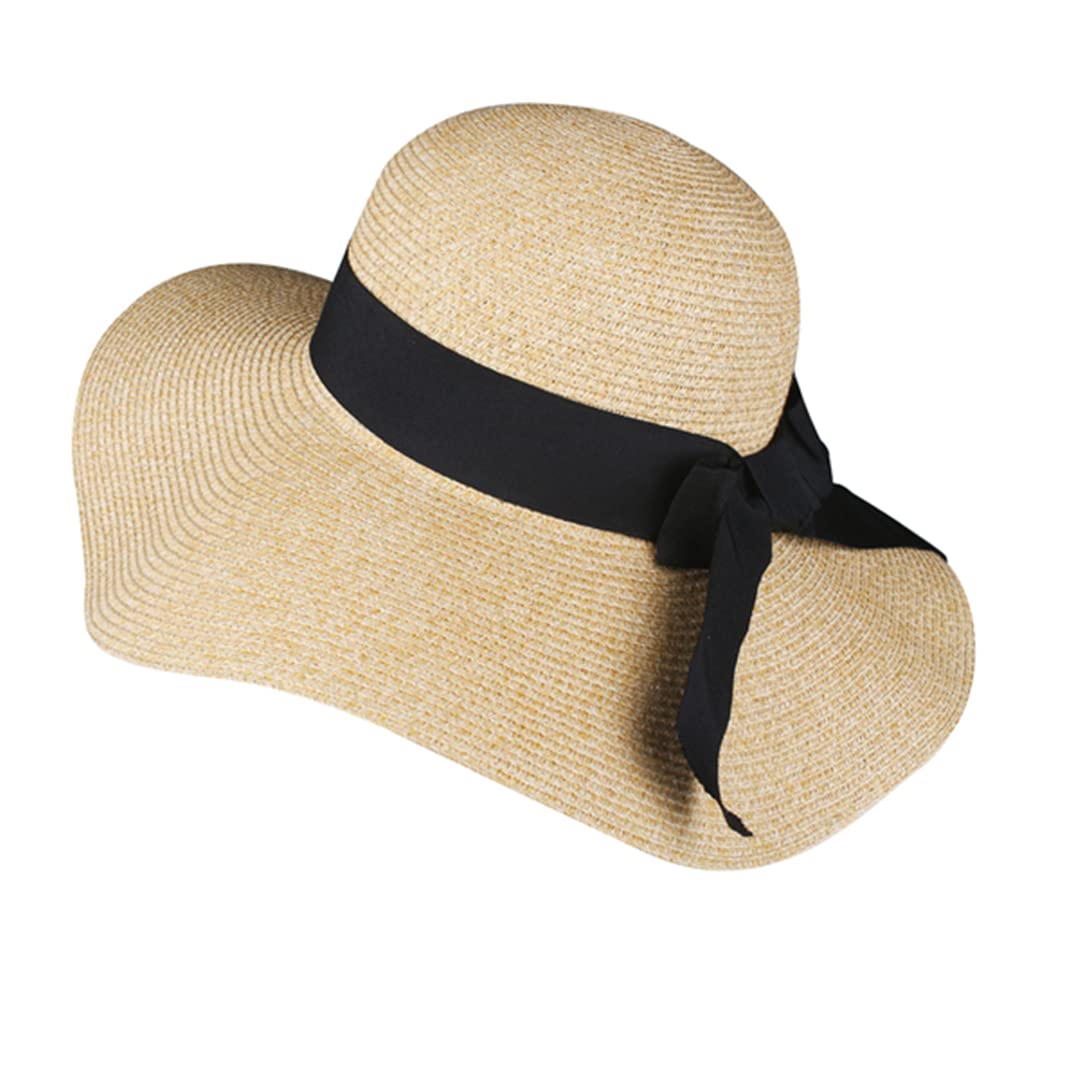 Women's Large Brim Straw Hat - Foldable & Rollable Summer Beach Hat with UPF Sun Protection - Perfect for Beach Vacations, Pool Parties, and Outdoor Adventures