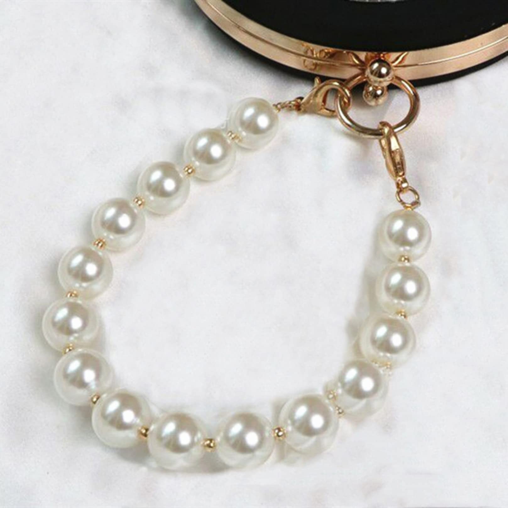Elegant Imitation White Pearl Handbag Strap - Adjustable Shoulder Chain for Women's Beaded Bags | DIY Replacement Belt & Purse Handle | Perfect for Evening Parties, Weddings & Special Occasions