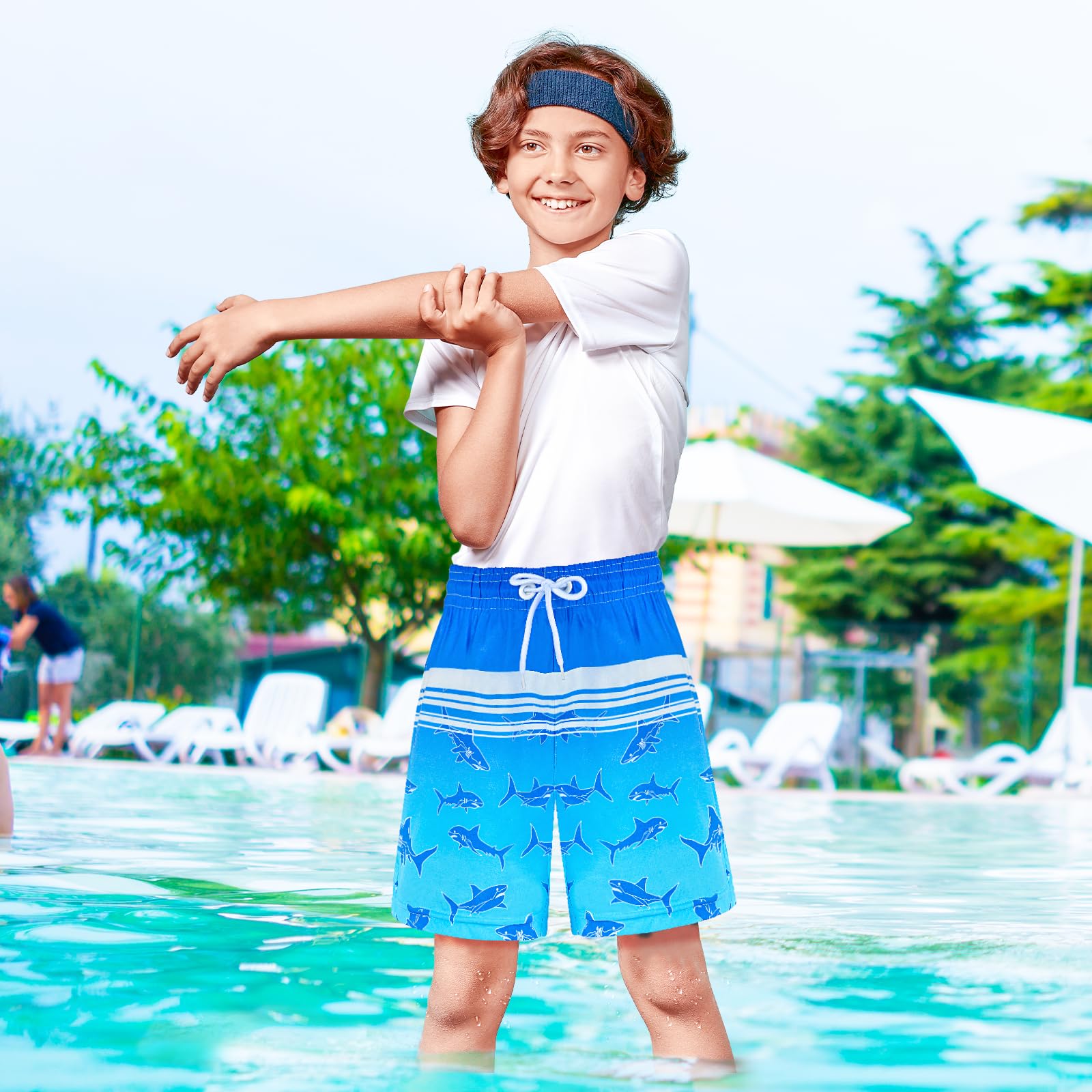 **Boys Swim Trunks with Compression Liner - Quick Dry Bathing Suits for Youth & Teens (Ages 7-16) - Perfect for Swimming, Beach, and Pool Activities**