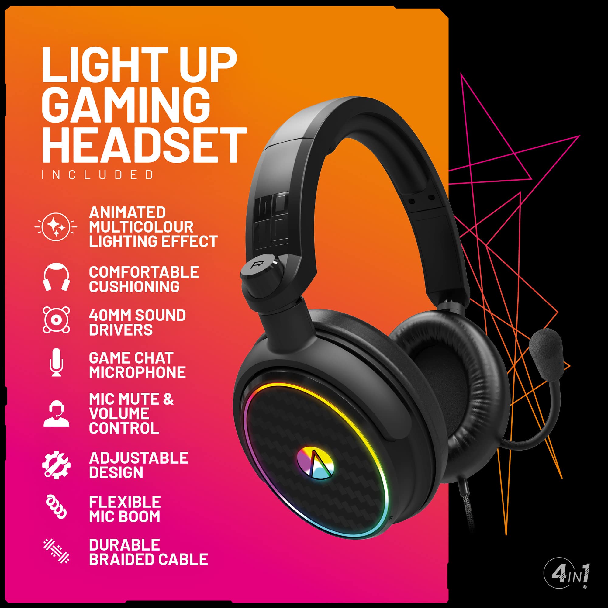 STEALTH 4-in-1 RGB Gaming Bundle for PC & Console - Backlit Keyboard, Gaming Mouse, Headset with Mic & Large Mouse Pad - Perfect for Esports, Streaming & Home Gaming Setup