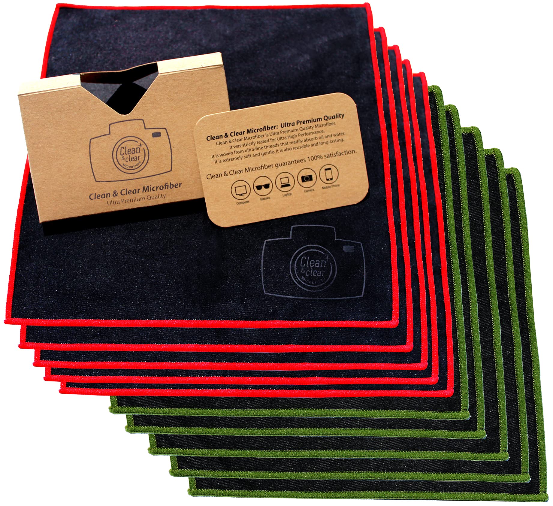 Premium Microfiber Cleaning Cloths 10 Pack - Extra Large Ultra Soft Lint-Free Cloths for Camera Lens, Glasses, Phone Screens, Electronics & Household Cleaning - Perfect for Home, Office & Travel Use