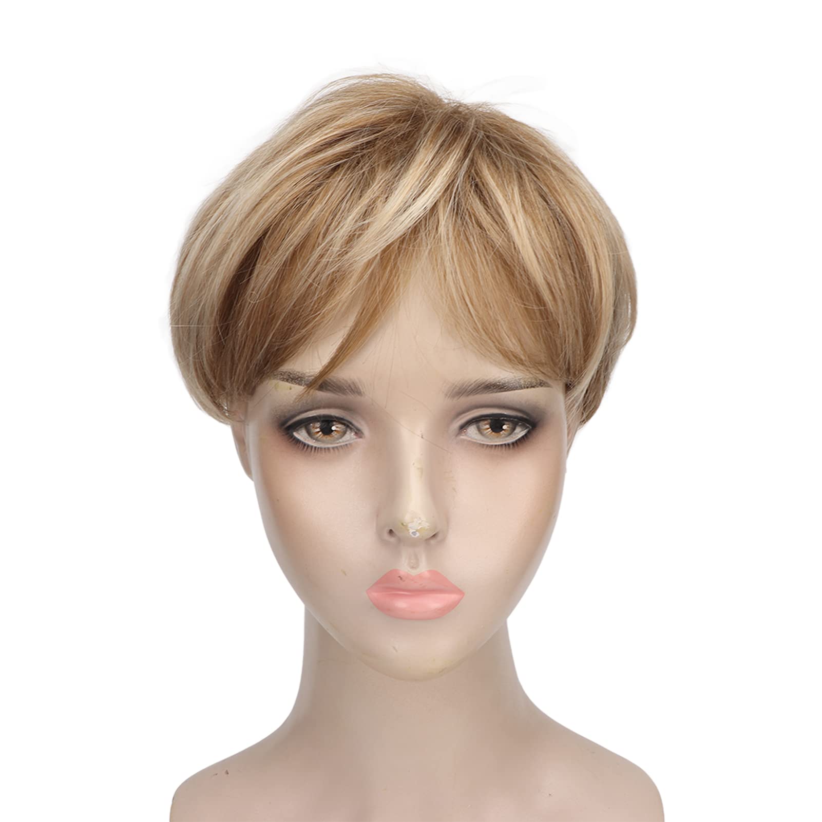 Blonde Human Hair Pixie Cut Wigs - Short Golden Synthetic Hair Wigs for Women | Perfect for Cosplay, Costume Parties & Everyday Fashion